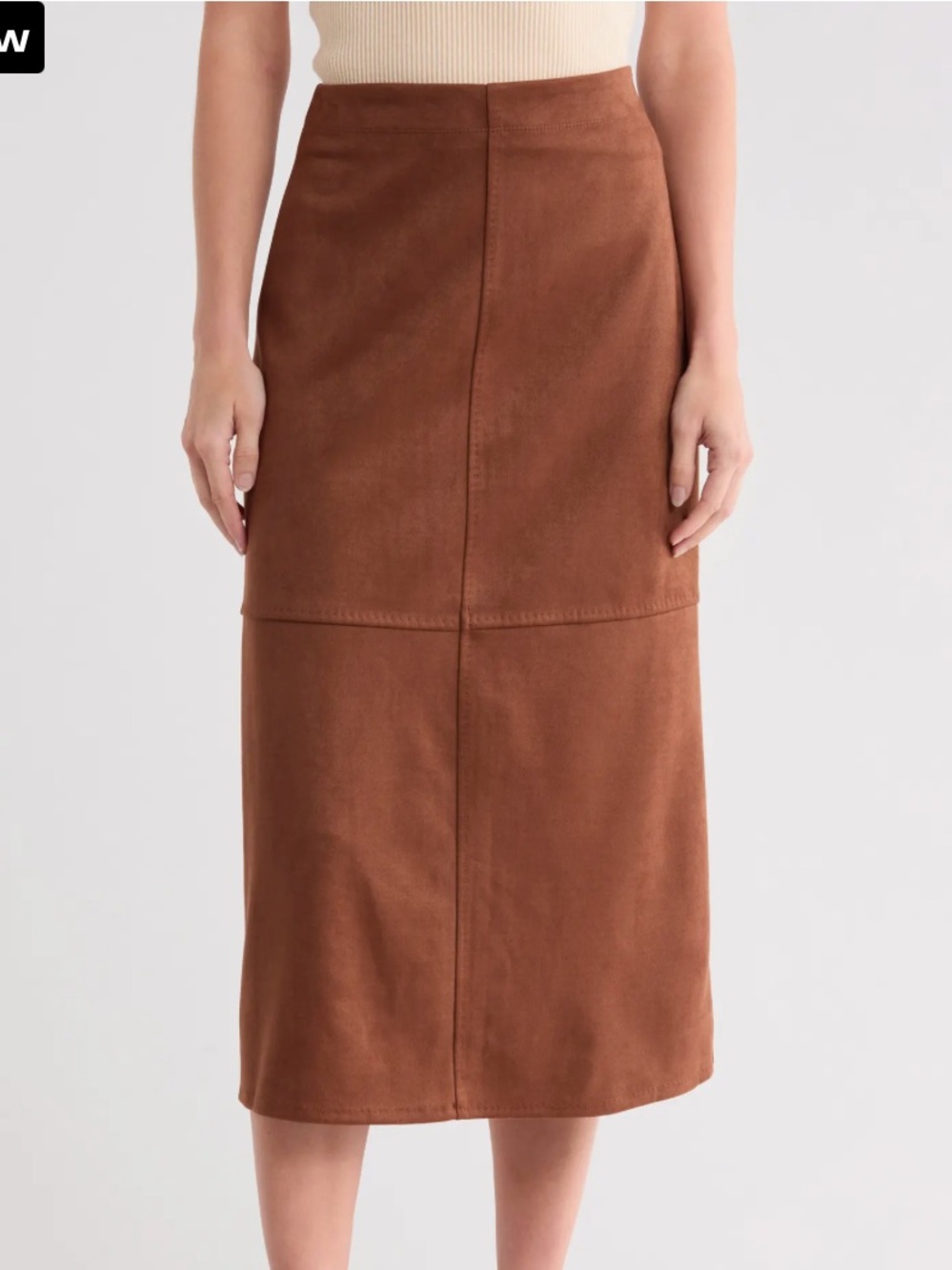 Max Studio London Women’s Brown faux Suede midi skirt